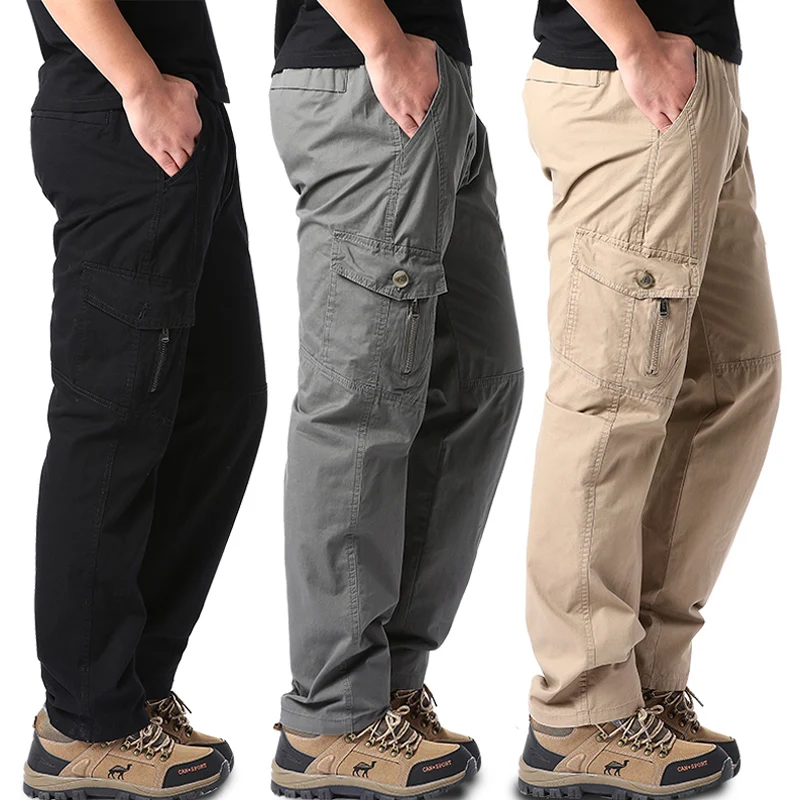 Plus Size Men's Cargo Pants Casual Loose Multi Pocket High Quality Cotton Pants Long Trousers Mens Jogger Pants 5XL 6XL