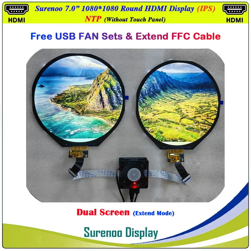 7.0 "7 بوصة HDMI-متوافق 1080*1080 1080P المزدوج مزدوج MIPI دائرة مستديرة IPS TFT وحدة LCD شاشة عرض لوحة مراقب