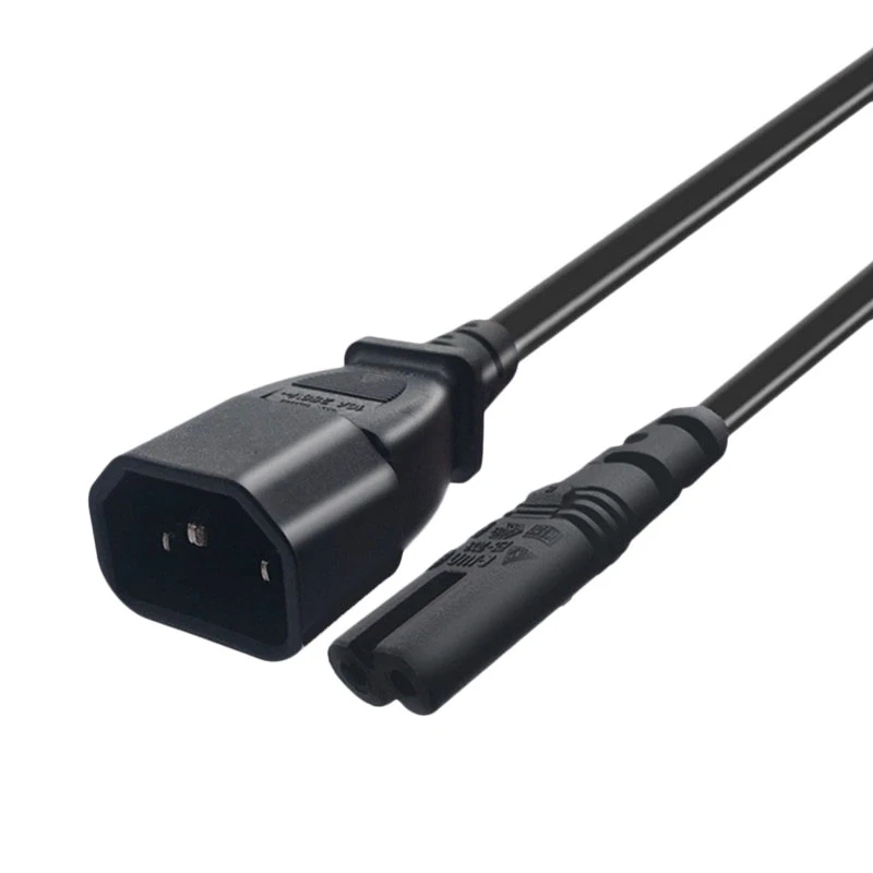 AA08-IEC 3-Pin C14 Male To C7 Female Converter Adapter Cable For PDU UPS Kettle