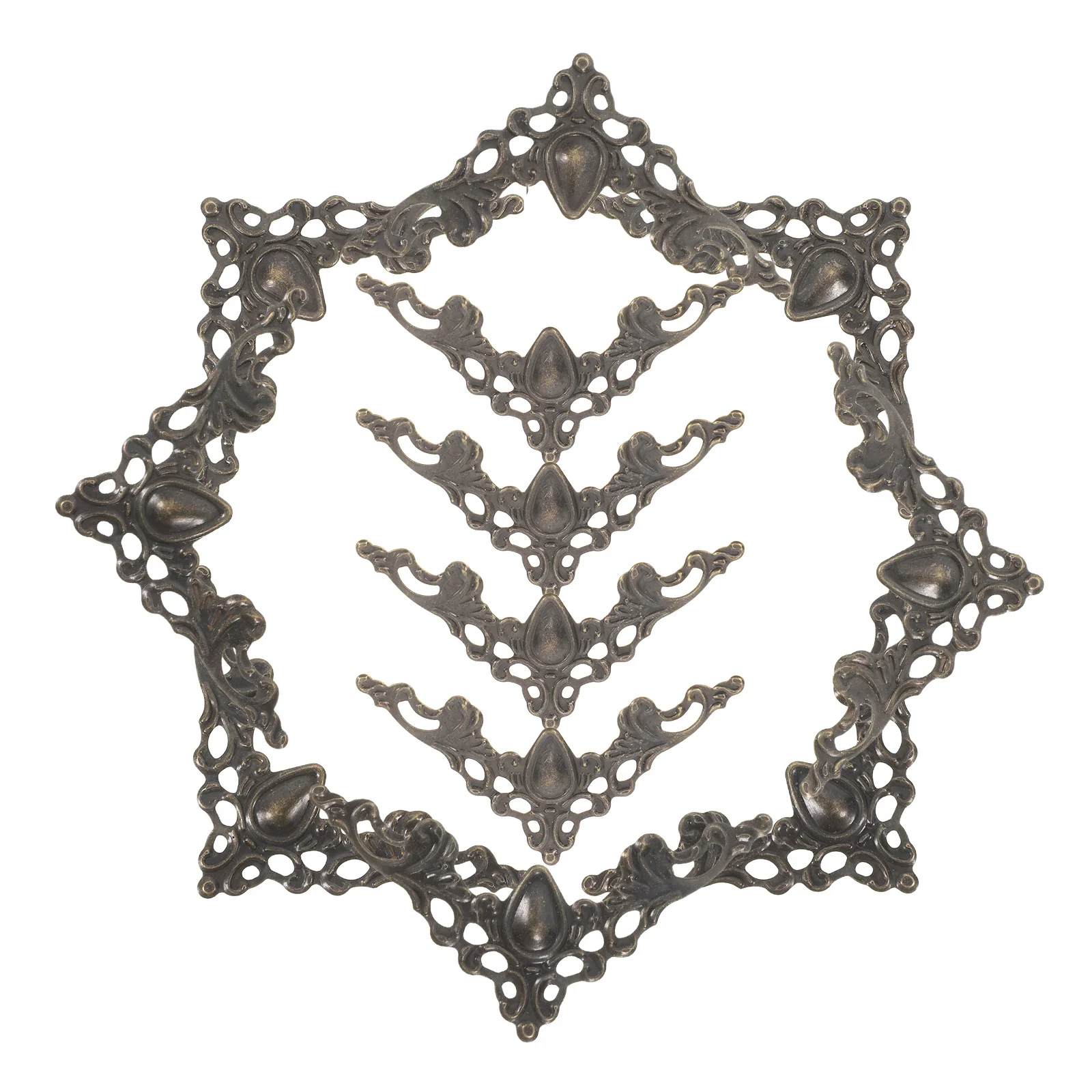 

12Pcs Decorative Iron Corner Protectors Vintage Style Protective Edge Guards for Books Photo Albums Furniture Scrapbooking Menu