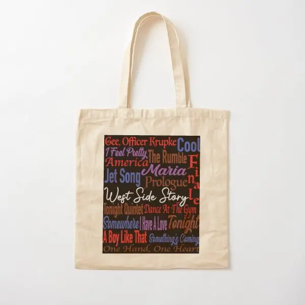 West Side Story Song Titles Cotton  Canvas Bag Fashion Unisex Foldable Casual Women Reusable Printed Fabric Ladies Tote Designer