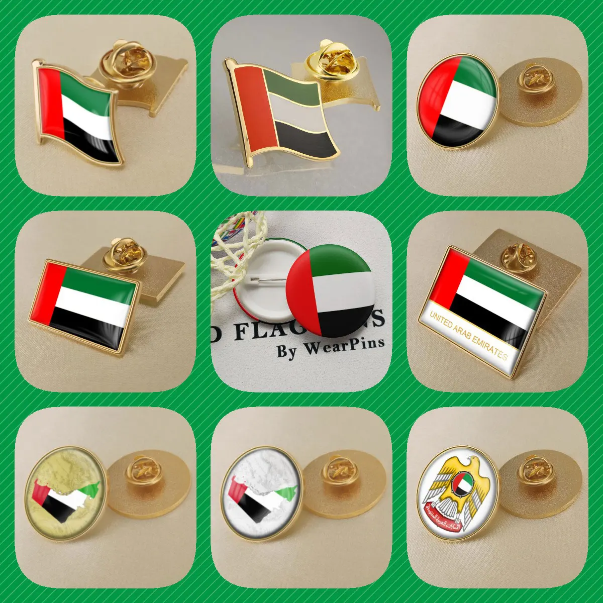 United Arab Emirates Map Flag National Emblem Brooches Badges Lapel Pins