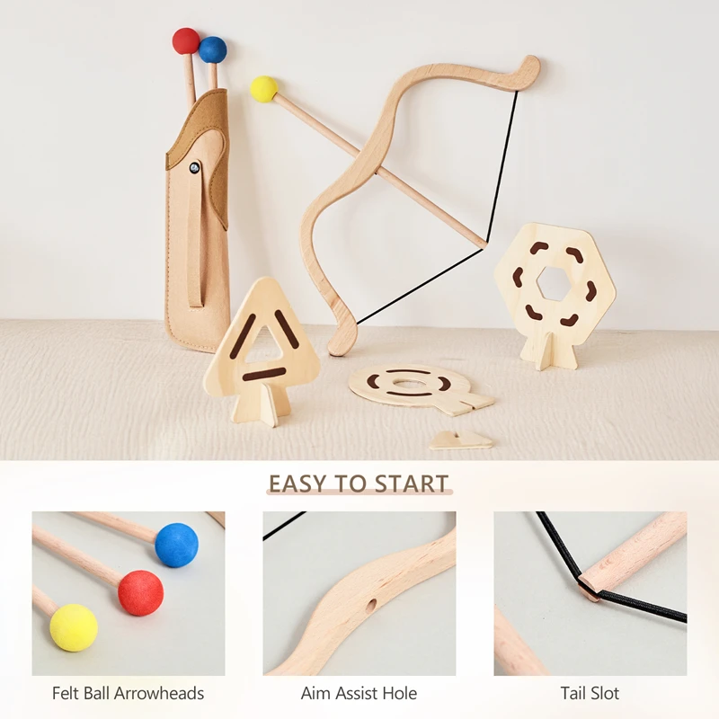 Kids Exquisite Bow and Arrow Set Toy Wooden Children Children Outdoor Shooting Game Toy Practice Archery Tool Baby Creative Gift