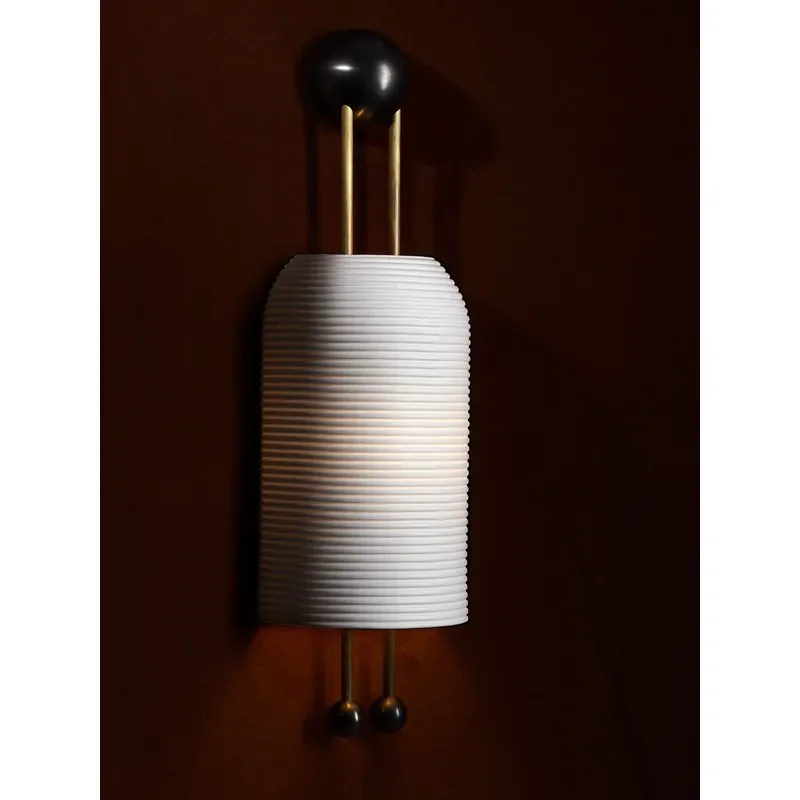 Custom Modern Design Aged Brass Frosted Glass Wall Lamp Interior Decoration Lighting Sconces Glass Bedroom Bedside Retro