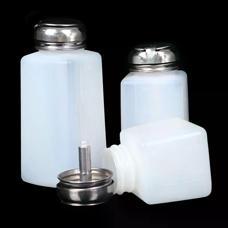 100/200/250ml詰め替え可能な空ポンプディスペンサー、ネイルポリッシュリムーバーボトル、液体UVジェルポリッシュネイルアートクリーンアセトンボトル