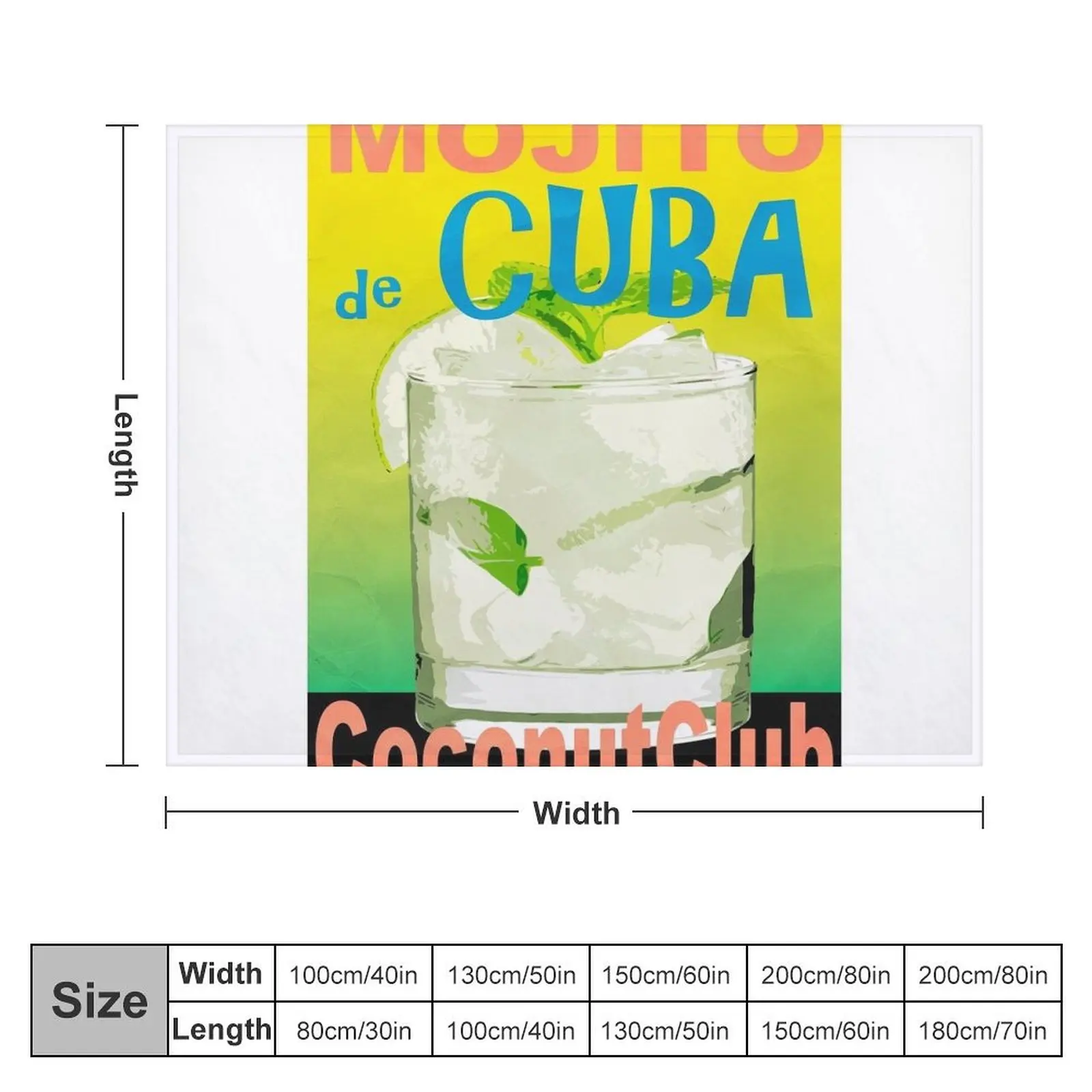 Mojito de Cuba Vintage Style Poster Throw Blanket Baby Large heavy to sleep Designers Blankets