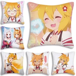 Kawaii The Helpful Fox Senko-san Pillow Covers Cartoon Sofa Decorative Home Double-sided Printing Short Plush Cute Cushion Cover