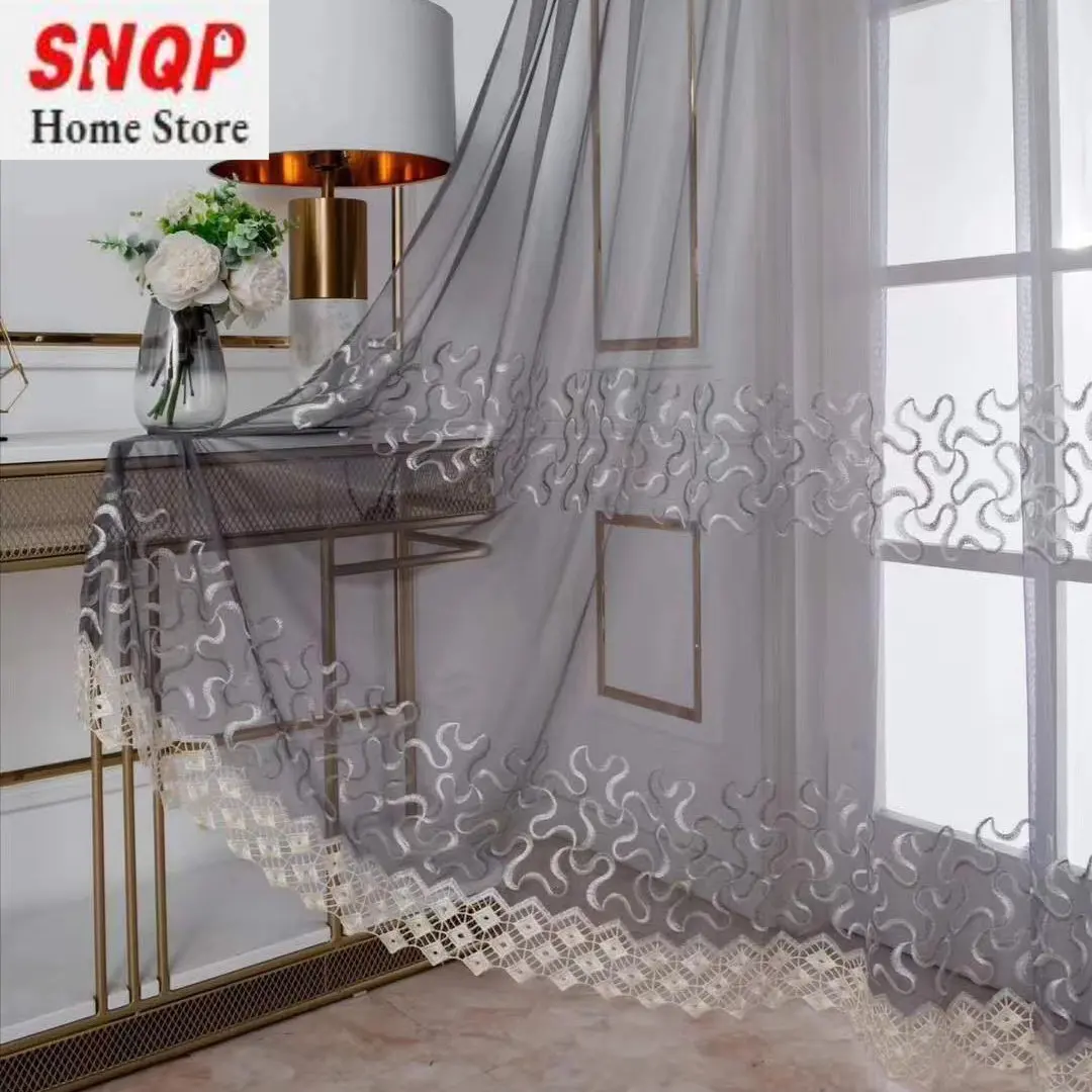 

Modern Minimalist Curtains for Living Room Dining Room Bedroom Light Luxury Semi Blackout Embroidered Yarn Balcony Decoration