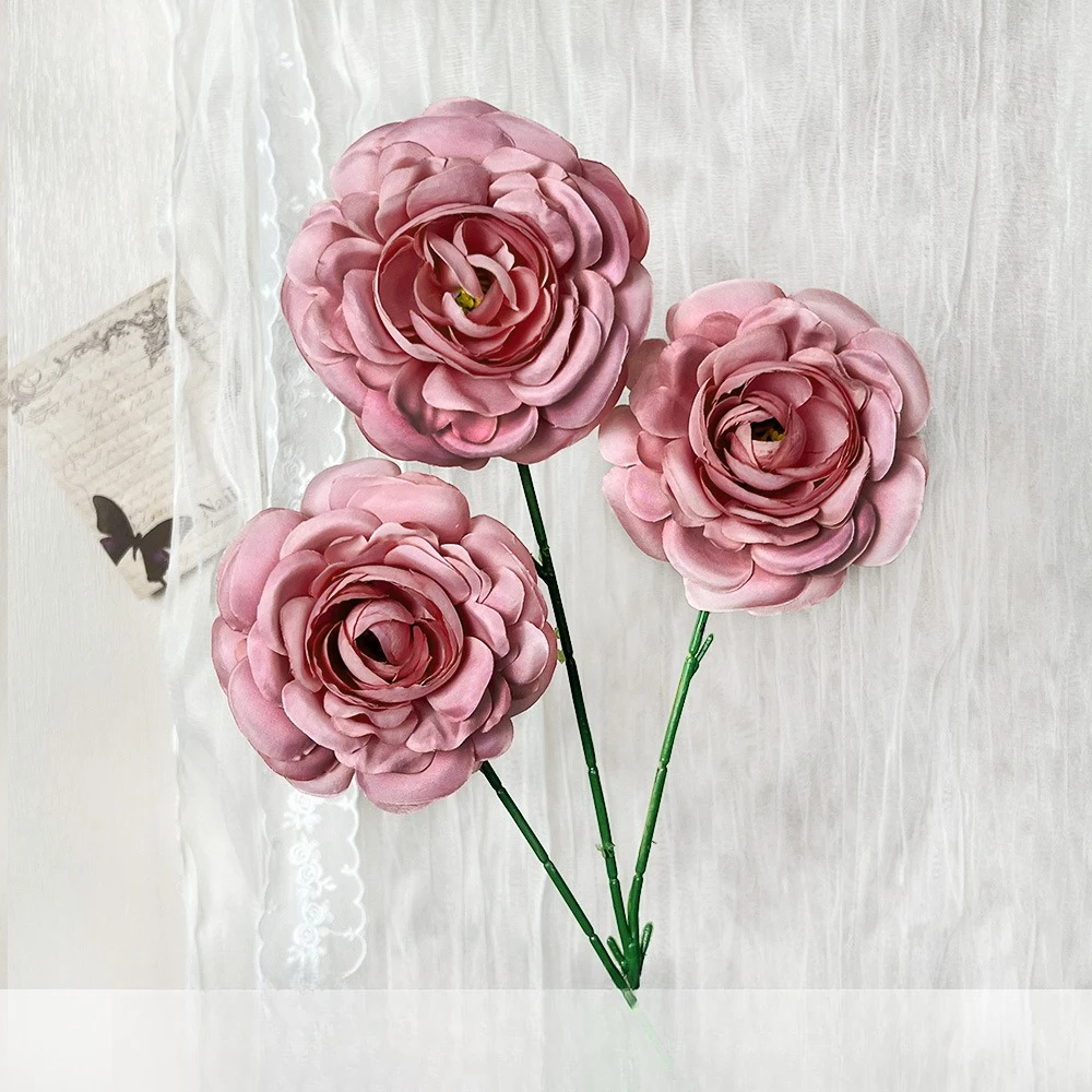 10 Stück Künstliche Blumen Seiden-Lotus Schlafzimmer-Deko Lila Kunstblumen 3-Zweig-Lotus Tischdekoration – Detail 10