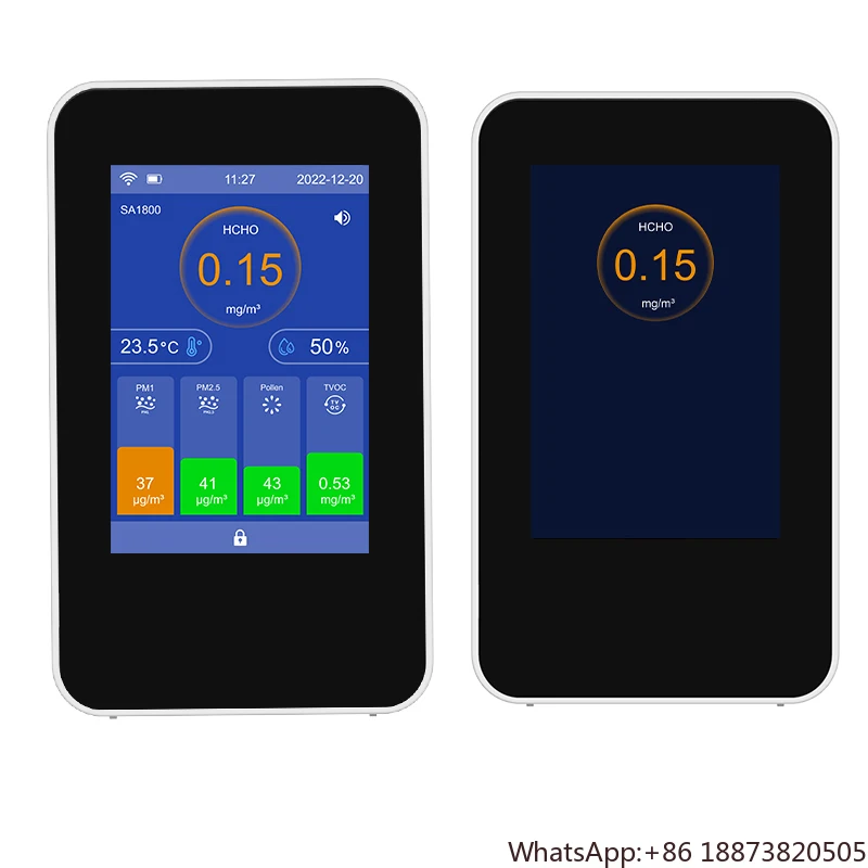 APP with Wifi Air Quality Monitor, HCHO Detector with Meter PM, CO2, TVOC, HCHO, Temperature & Humidity for Home & Office