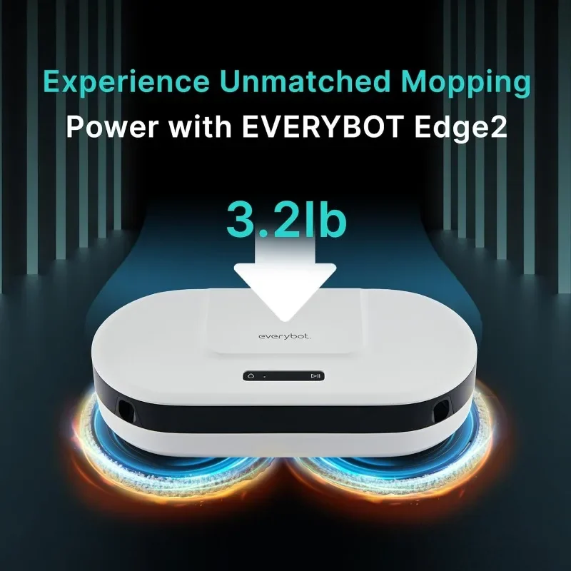 EVERYBOT New Edge2 Robot Mop - Upgraded in 2024 | World’s First Spin MOP Cleaning | Wheel-Less Solution