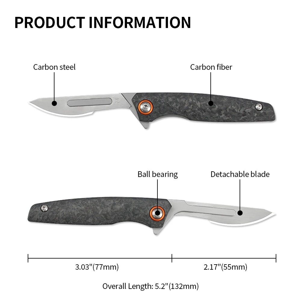 Carbon Fiber Scalpel Folding Knife Replaceable Blade Mini Pocket Knife Unpacking Box Cutter Outdoor Survival Self defense Knives