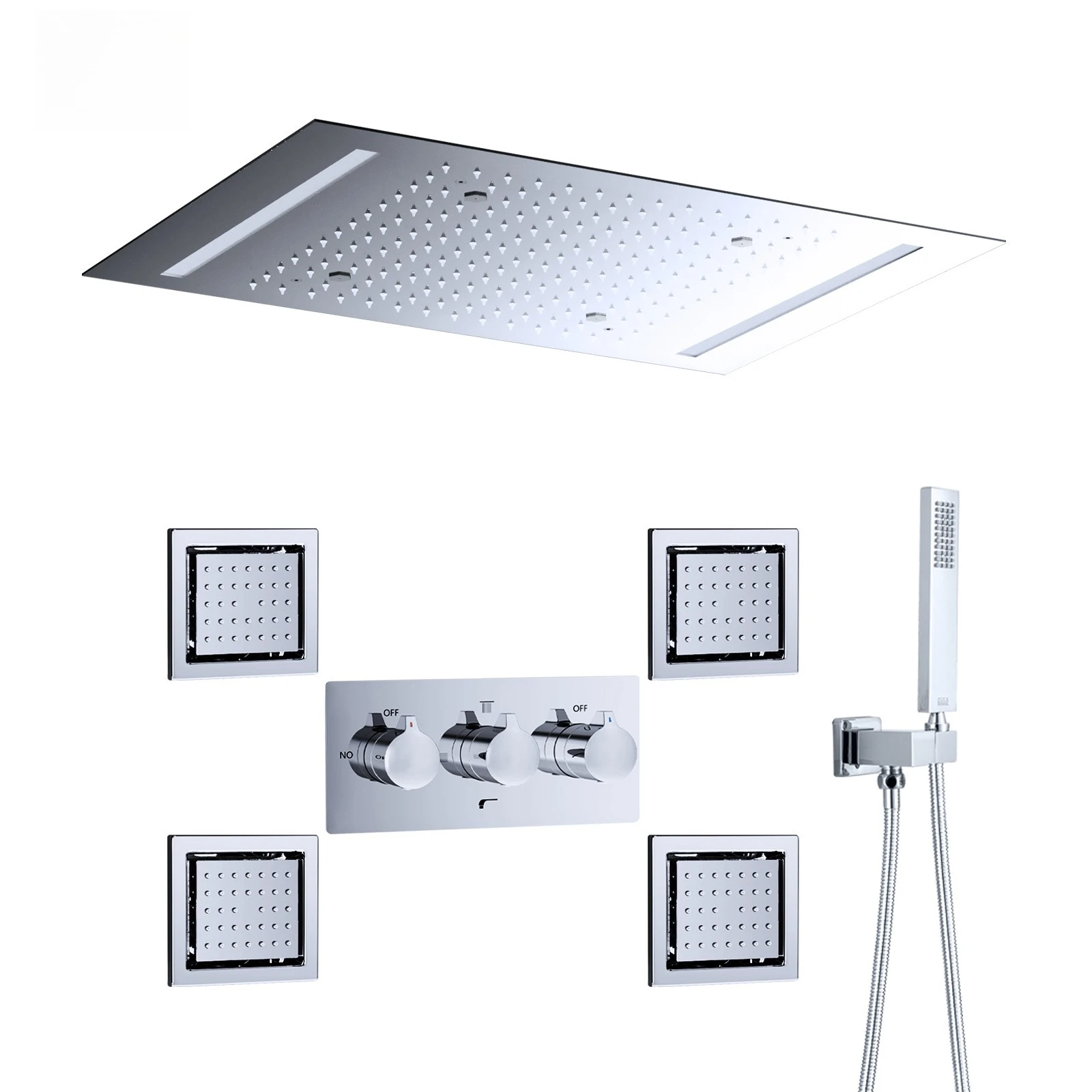 Canopy spray led concealed shower set into wall type ceiling top spray concealed installation