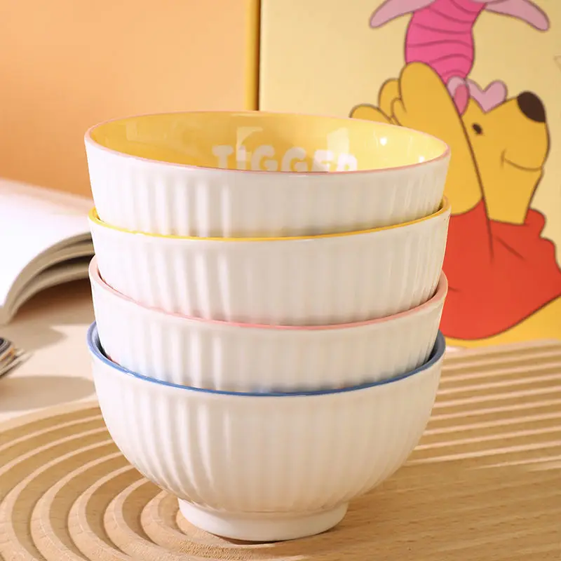 Disney Winnie The Pooh Same Style Tableware Rice Bowl Kawaii Cartoon Children\'s Rice Bowl New Style Meal Bowl for Home Use Gift