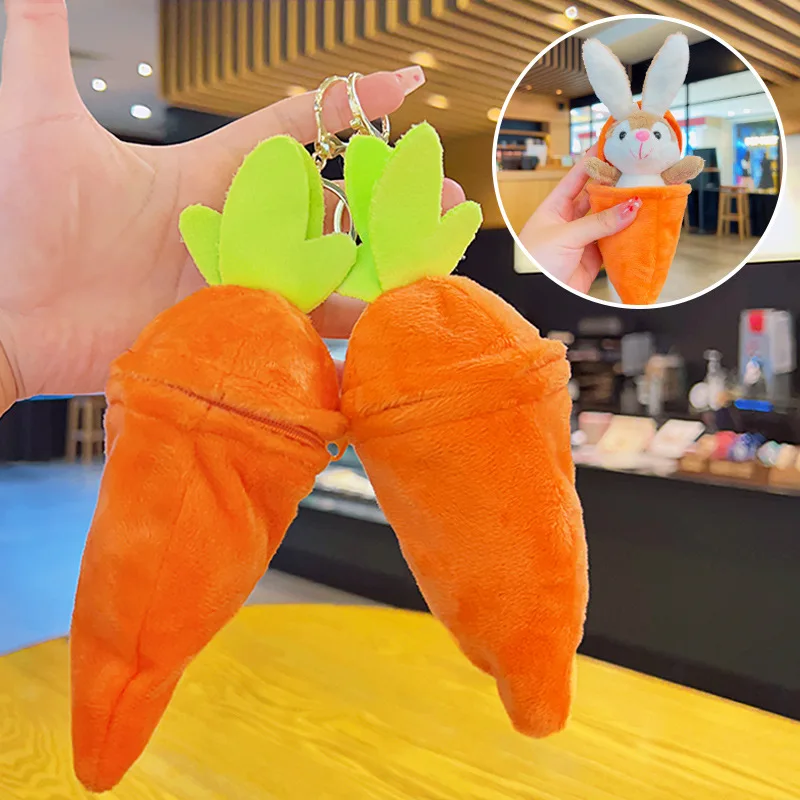Mignon lapin en peluche porte-clés jouets lapin en peluche jouet porte-clés Kawaii sac charme poupée pendentif dessin animé lapin carotte porte-clés