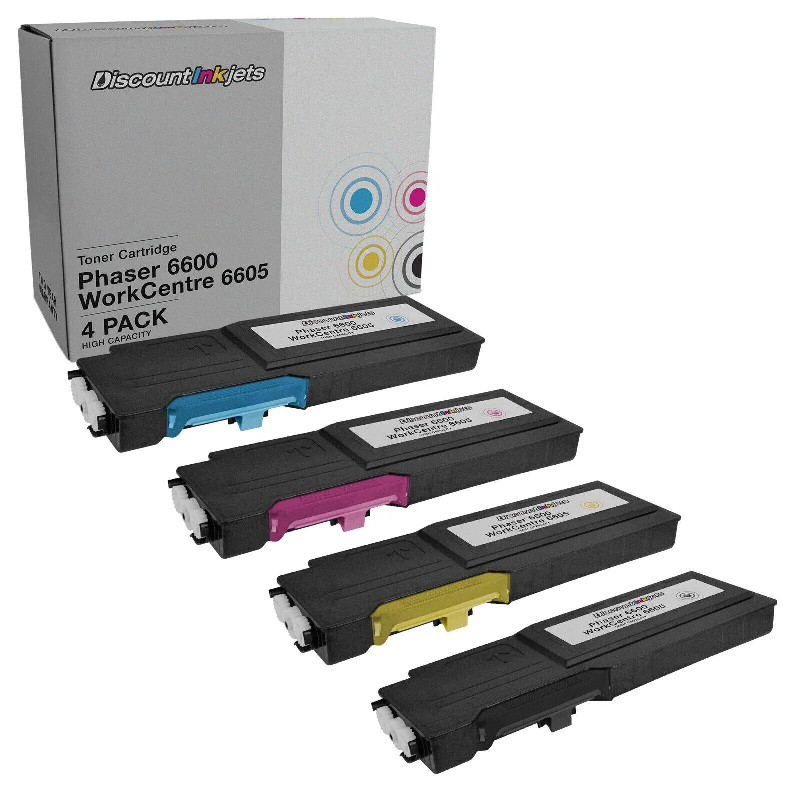 

4PK 6600 Toner Set for Xerox BLACK COLOR HY Cartridge Phaser 6600 6600dn 6600ydn