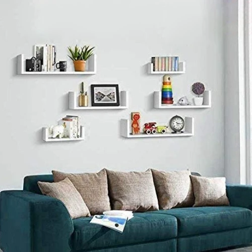 Getone Wandregal 3-tlg Schweberegal aus Holz Küchenregal Hängenregal Bücherregal für Wand 60/45/30 x15x30cm weiß