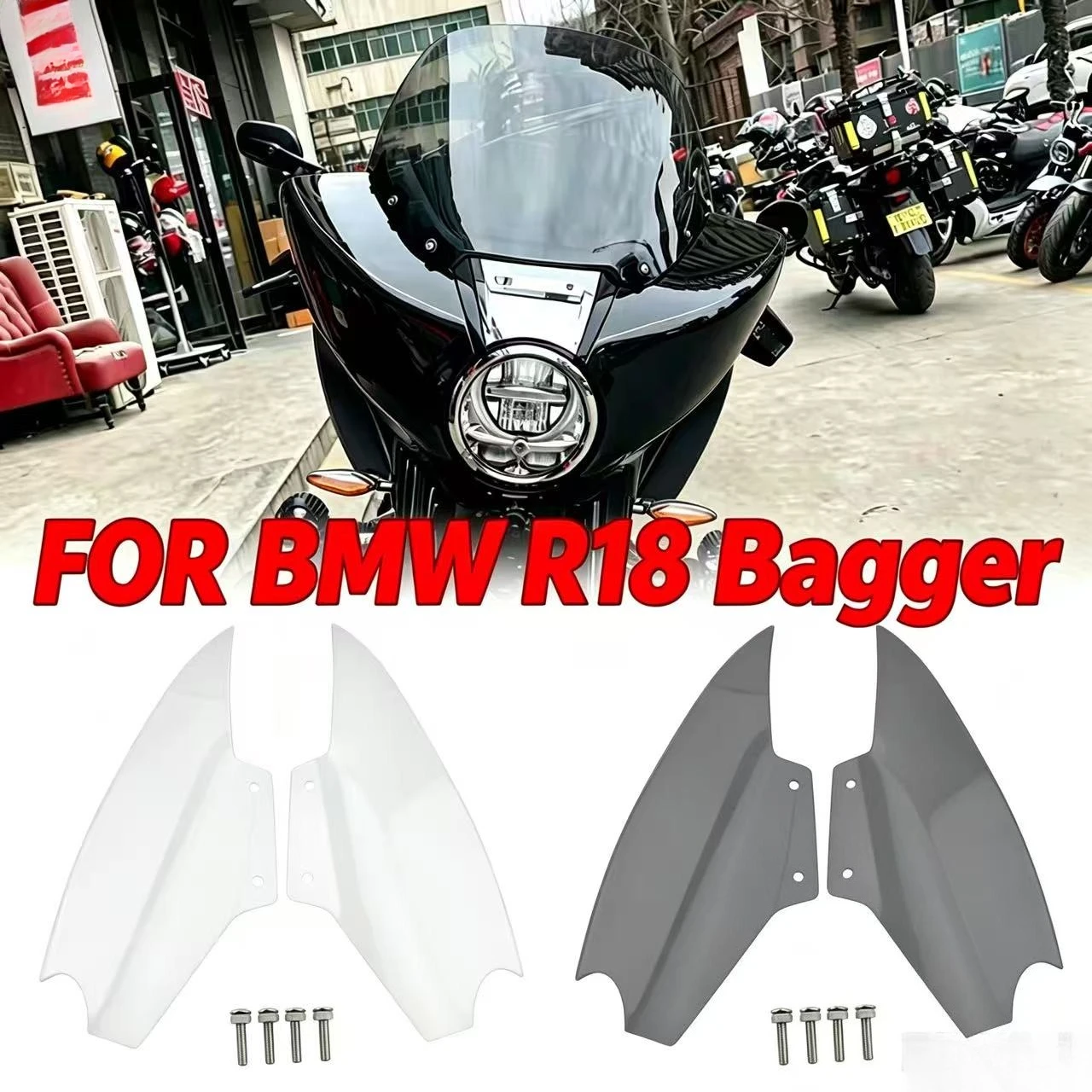 

Motorcycle Upper Fairing Air Deflector Side Wing Windshield Smoked FOR BMW R18 Bagger Transparent R18B R 18 R 18B R18Bagger