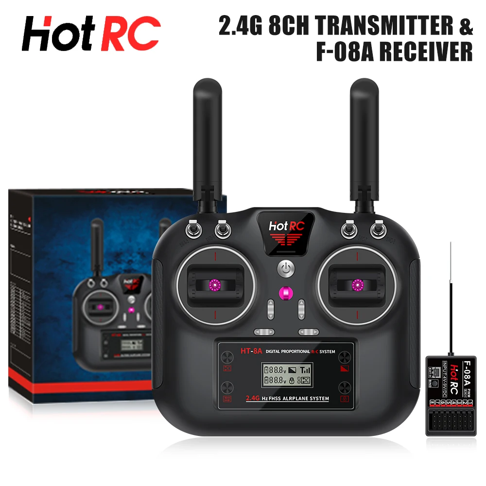 HotRC HT-8A HT-10A 2.4GHZ 8CH 10CH RC Transmitter PWM FHSS with F-08A F-10A Receiver Radio System Remote Controller for RC Drone