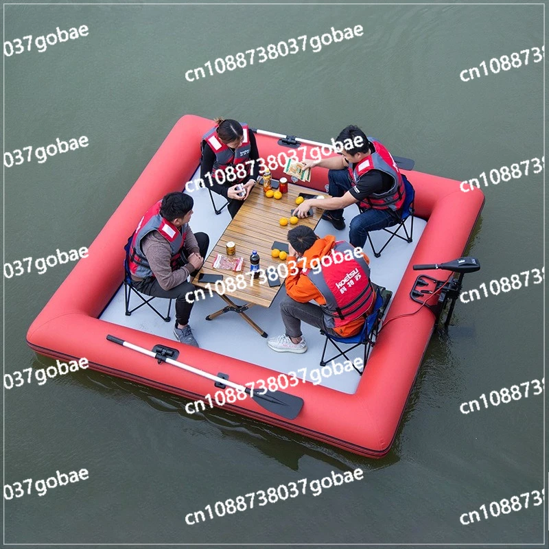 Portable camping fishing multi-person platform boat, floating platform inflatable fishing boat, water magic carpet