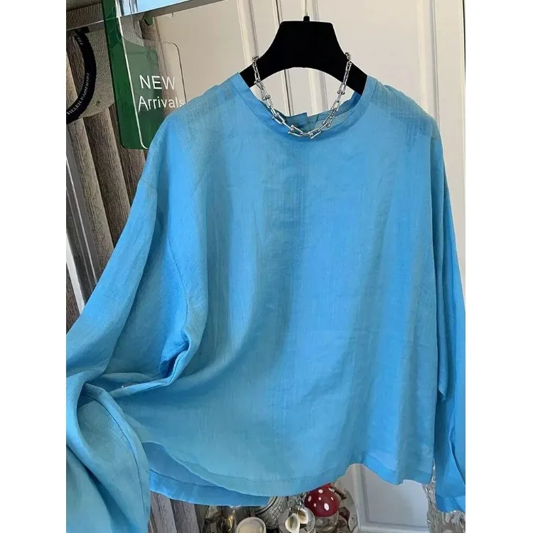 Ele Lazy Silk Long Sve irt Primavera Autunno Design ampio Sensation Protezione solare Cardigan aperto Top da donna