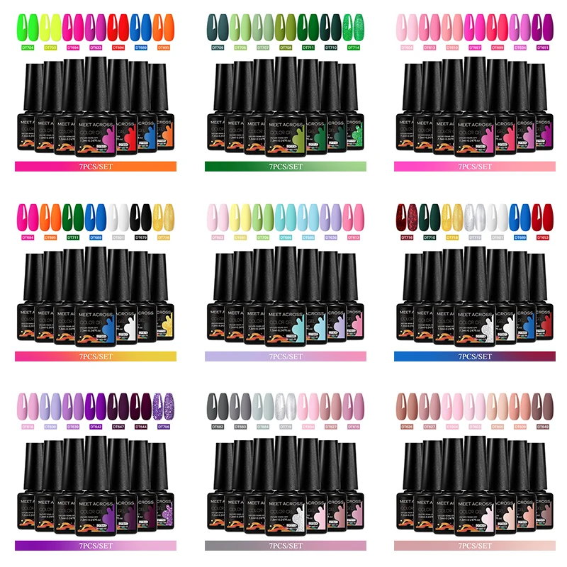 

7pcs Gel Nail Polish Set For All Season 7.3ml Semi Permanent UV Gel Varnish Long Lasting Manicure Kit Soak Off Nail Supplies DIY