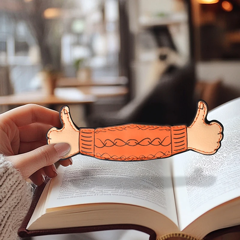 Durable PU Leather Magnetic Thumb's Up Bookmark, Multifunctional Book Page Marker, Great for Readers' Gift