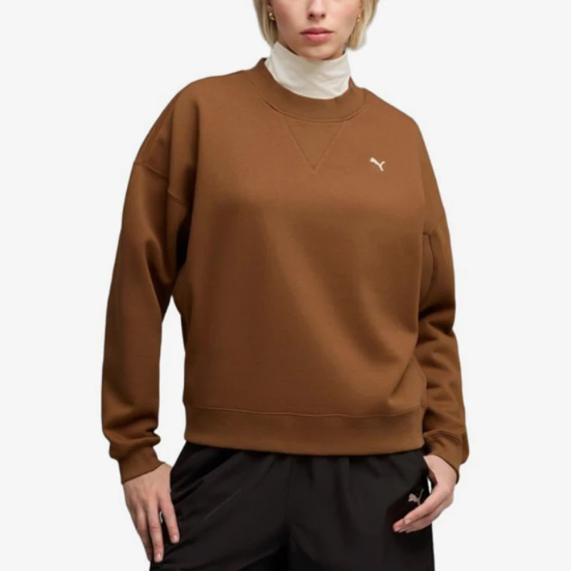 Puma genuine ESSENTIALS women's brown round neck plush loose hoodie 634735-07