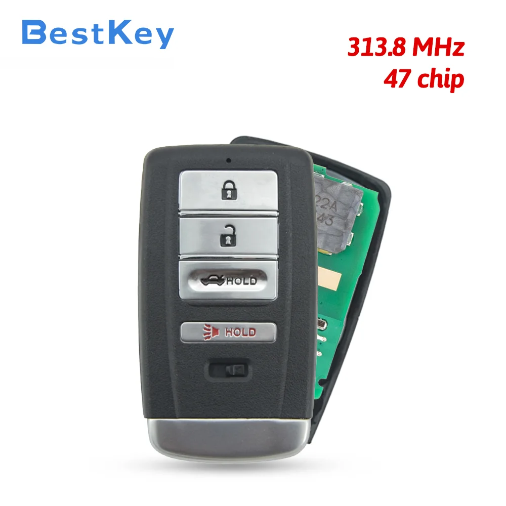 Best Key FCC KR5V1X PN 72147-TZ3-A11 4 Button Trunk Smart Key 313.8MHz 47 Chip for Acura ILX RLX TLX 2016-2018