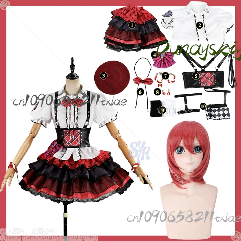Shop1104205745 متجر ماكي نيشيكينو كوسبلاي لوفيليف زي كاواي أيدول كعكة حمراء نمط متقلب فستان كعكة لوليتا الهالوين