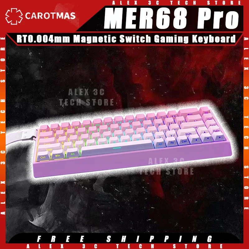 

CAROTMAS MER68 Pro Magnetic Keyboard Magnetic Switch RT0.004mm Wired 8k Polling Rate ARGB Ergonomics Esports Gaming Keyboard