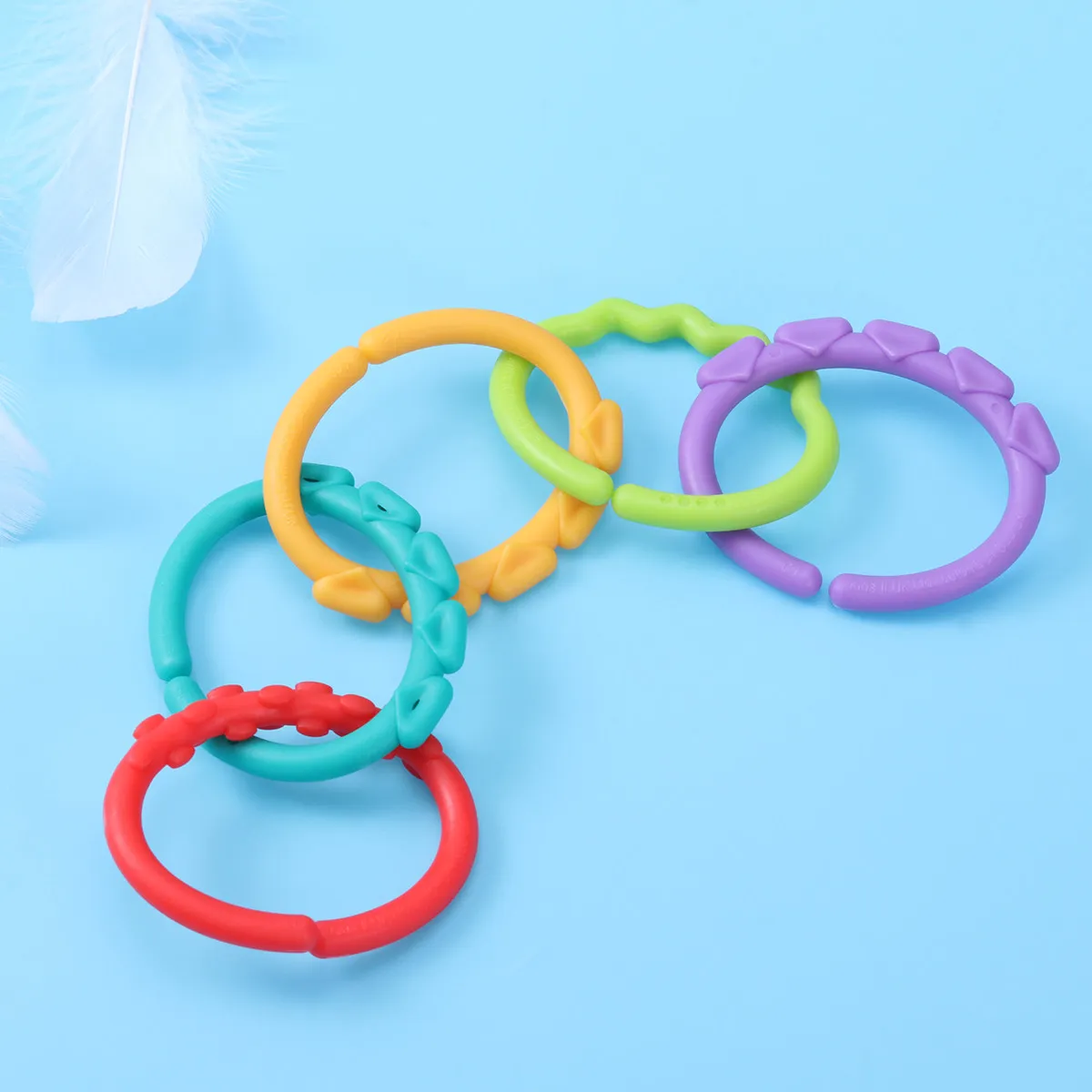 

24pcs Baby Teether Rings Stroller Car Seat Infant Teething Rattle Activity Developmental Gift For 3 Months+