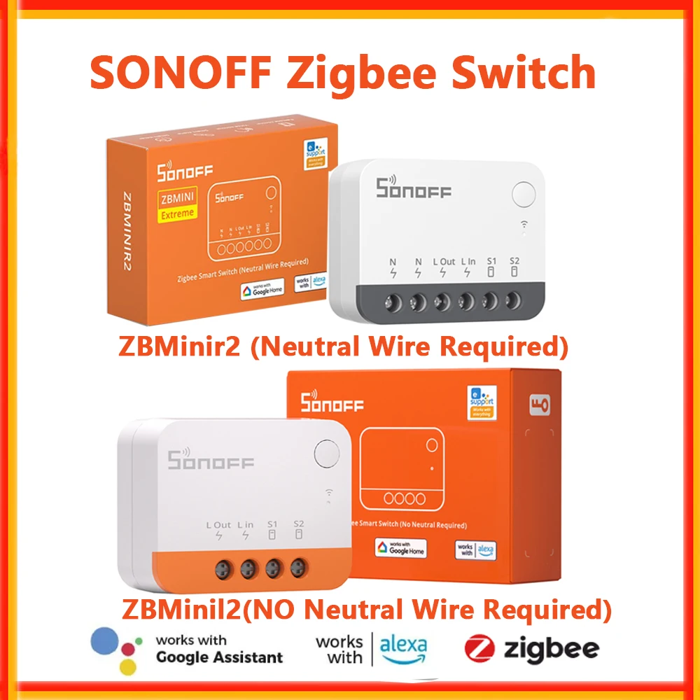 SONOFF ZBMinir2 ZBMinil2 Extreme Zigbee Mini Smart Switch (NO) Neutral Wire Required Smart Home Detach Relay Control Via eWelink