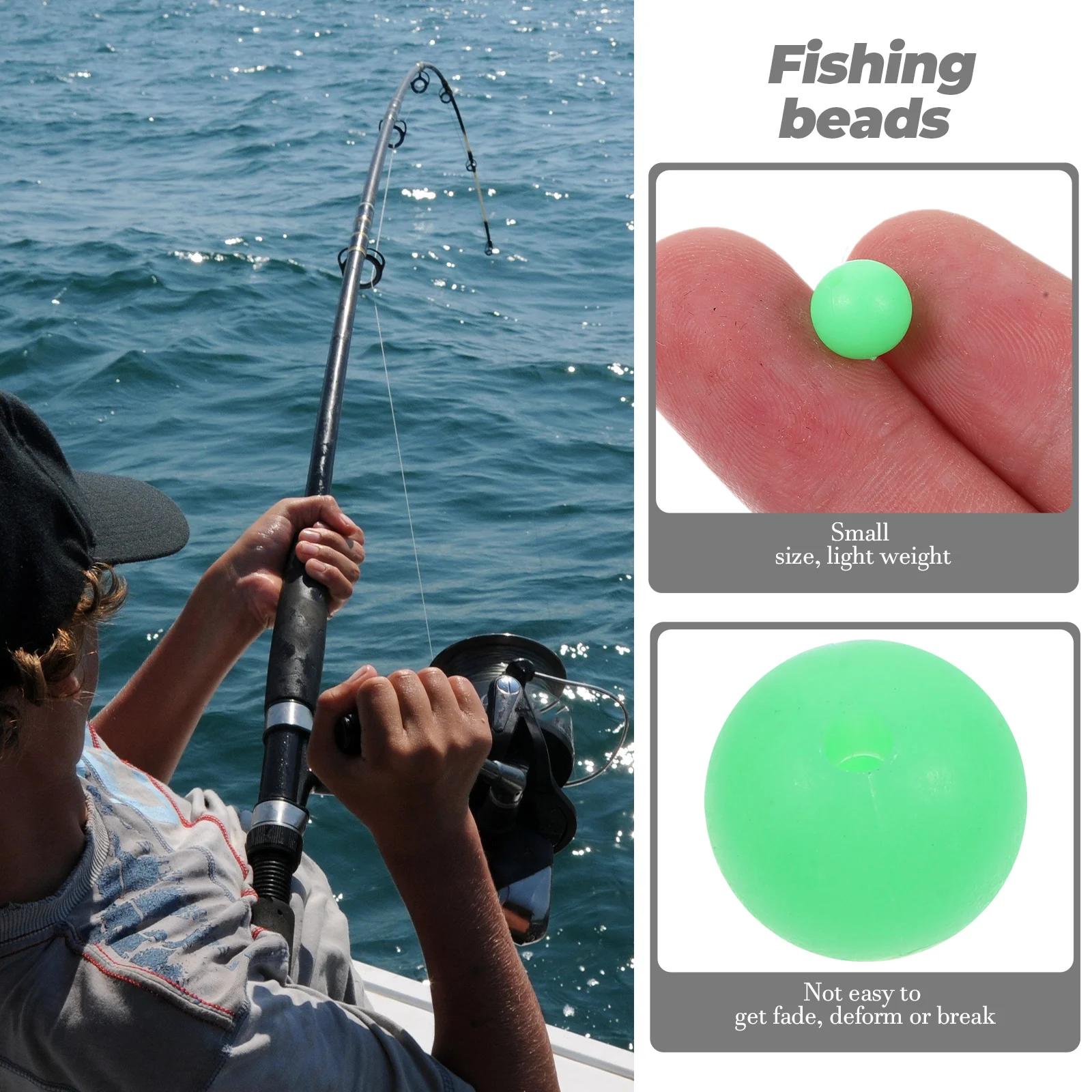 100 Pcs Fishing Beads 100pcs (78mm Luminous Bead) Practical Line Lure Plastic Saltwater