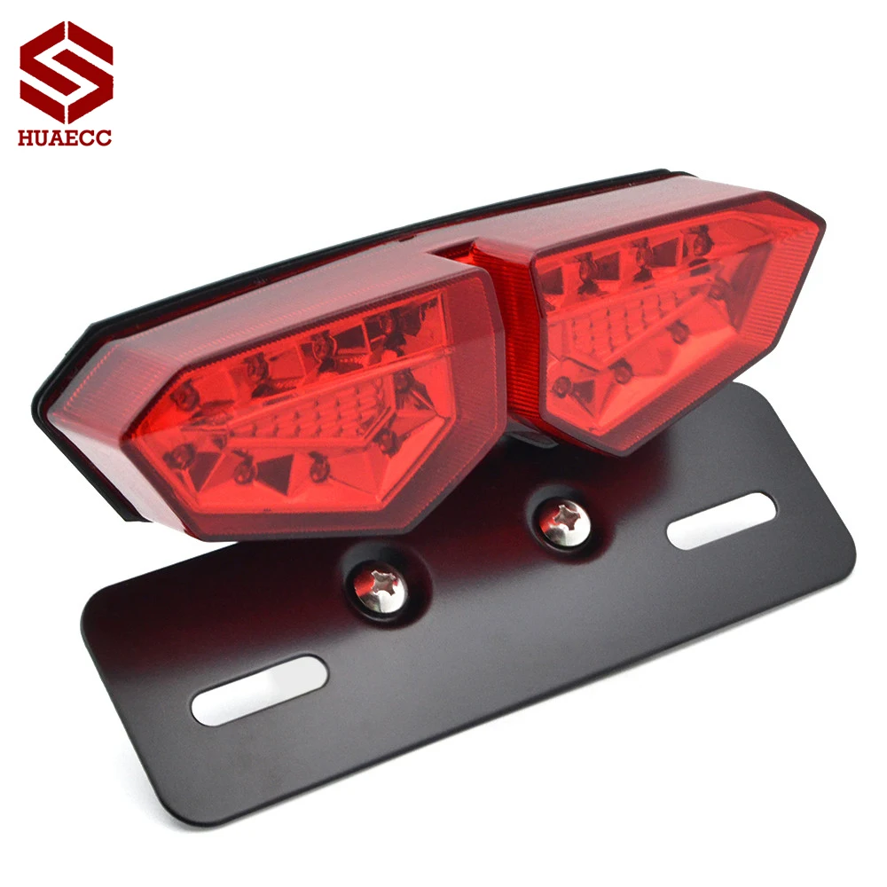 12V All-in-one Number License Plate LED Tail Light with Turn Signal Brake Light Indicators for Motorcycle Quads ATV