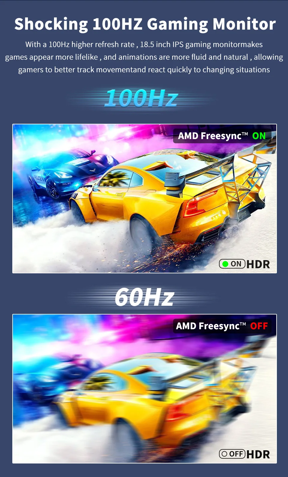 HGFRTEE 18,5 Zoll tragbarer Monitor, 100 Hz, FHD, IPS, PC-Gaming, erweitertes Display, Laptop, erweiterter Bildschirm für MAC, Laptop, PC, Xbox – Detail 2