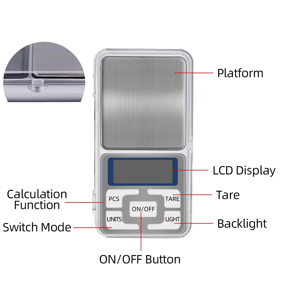 100g/200g/500g x 0.01g Mini Electronic Digital Balance LCD Display Jewelry Diamond Weight Scale with Backlight Pocket Scale