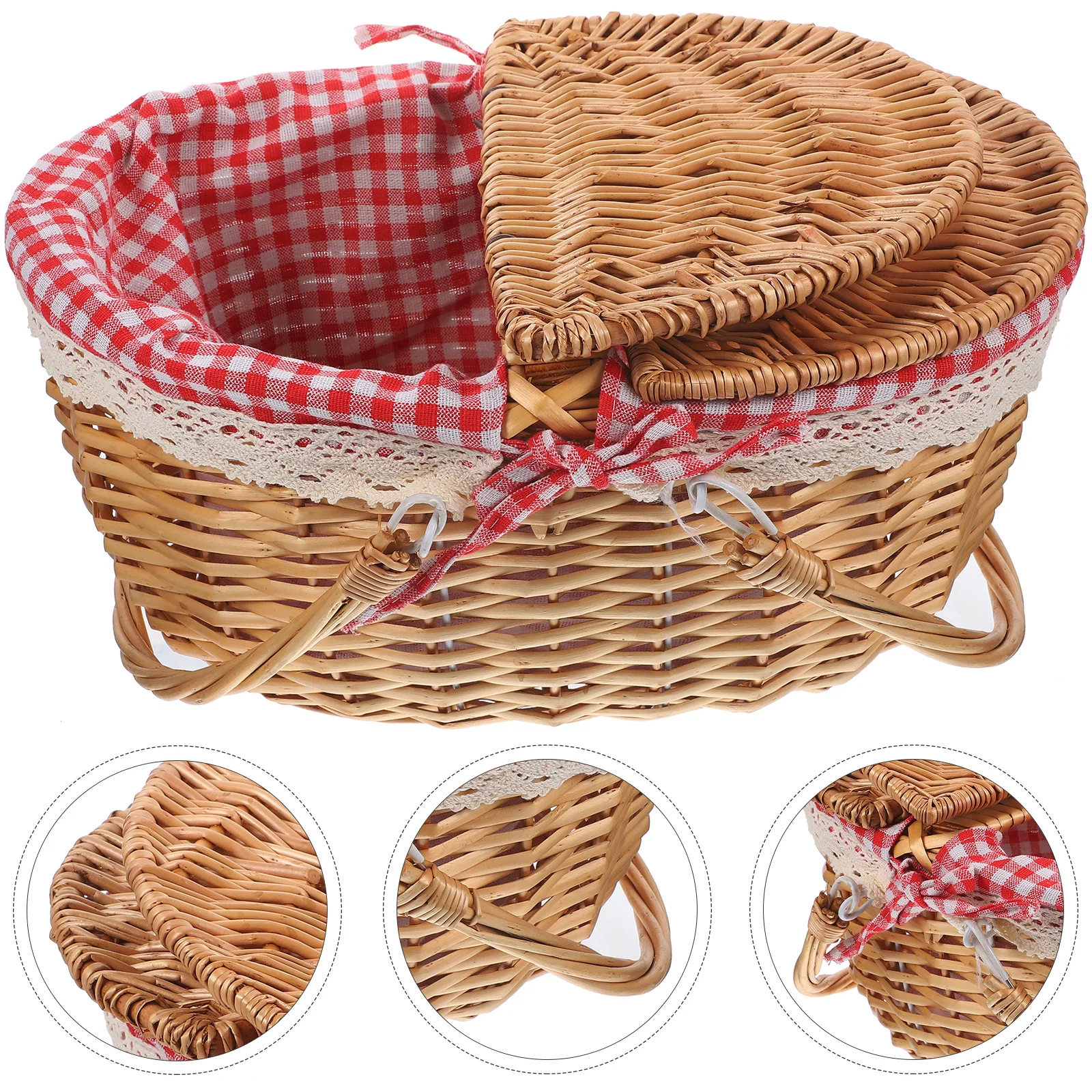 

Stylish Rustic Picnic Basket Handcrafted Wicker Woven Storage Basket with Handles for Wedding Party Banquet Outdoor Picnic