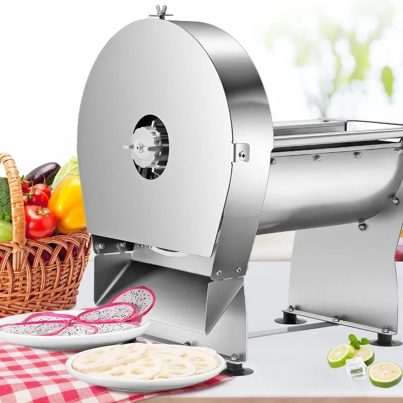 

Electric Vegetable Slicer Commercial Fruit Slicer Machine Adjustable Stainless Steel for Lemon Potato Onion Tomato 110V