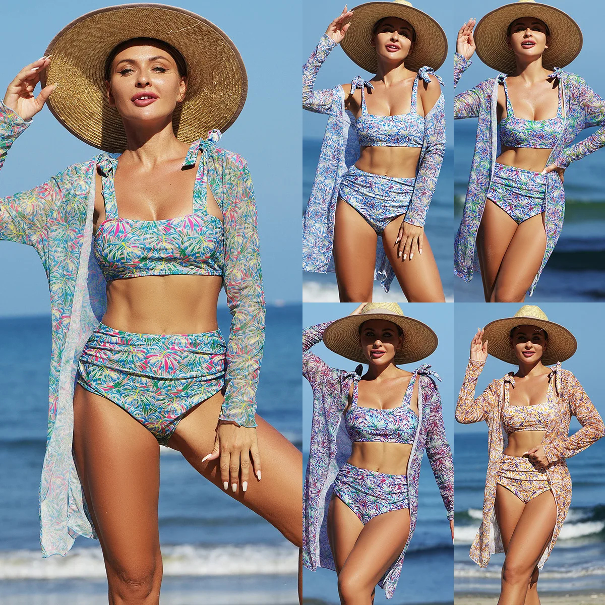 

Bathing Suit Women Fashion High-end European And American Sexy Beach Women's Swimwear Bikini BIKINI Three-piece Women's Swimsuit