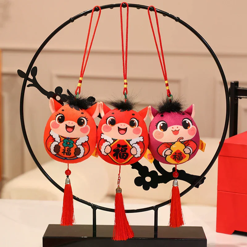 Plush Horse Keychain Zodiac Horse Plush Pendant With Tassel Soft Lucky Pony Figurine Home Decoration For Chinese New Year