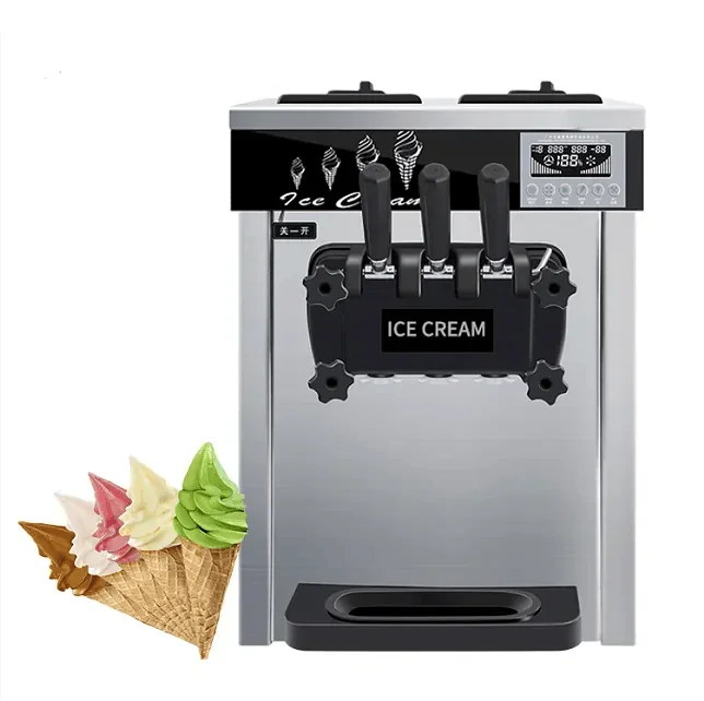 25L 3 Flavor Soft Ice Cream Maker Machine Commercial Soft Serve Ice Cream Machine