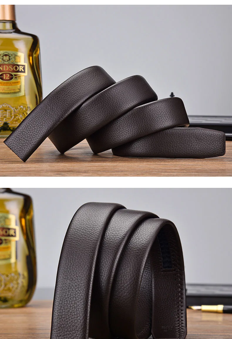 100 120 130 140 150 160 170 180cm Automatic Belt Without Buckle Men Width 3.5cm No Buckle Good Quality Leather Belt Body Strap