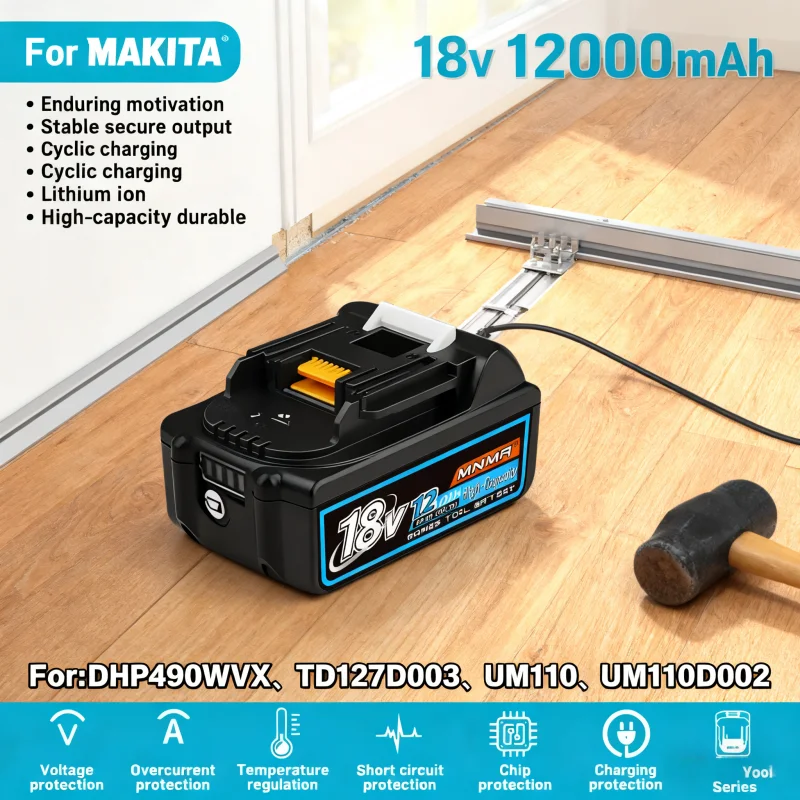 

Genuin 12.0Ah 18V Cycling charging Lithium-Ion for MAKITA Electric tool for DGA404 DDF487 DTW700C BL1860B BL1850B & More