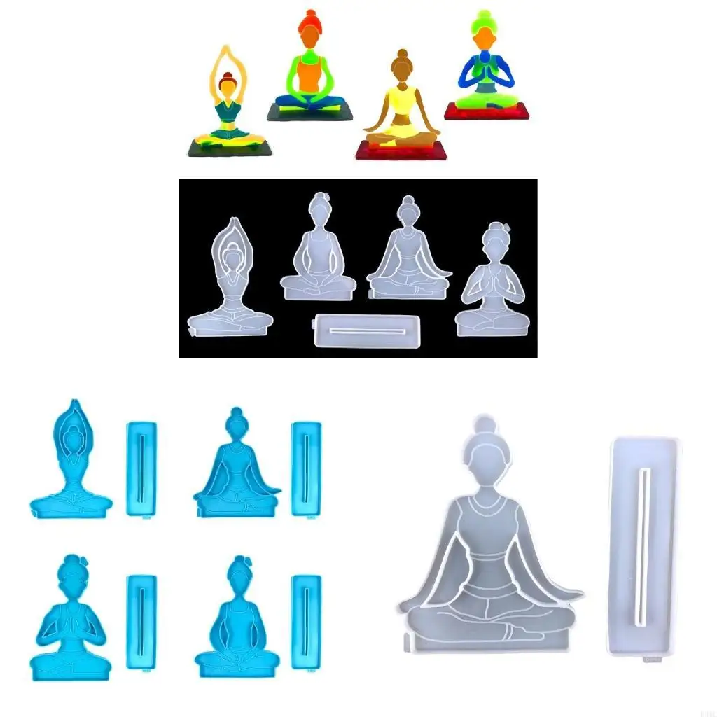 

R3MC Yoga Sport Theme Epoxy Casting Mold DIY Yoga Girl Craft Office Ornament