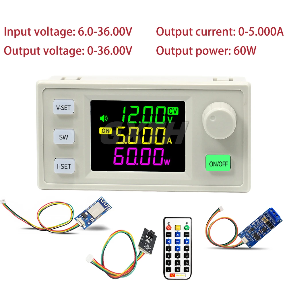 SK60X DC DC Buck Boost Converter CC CV 6-36V 5A Adjustable Voltage Stabilizer Laboratory Power Supply MPPT Solar Charging Module