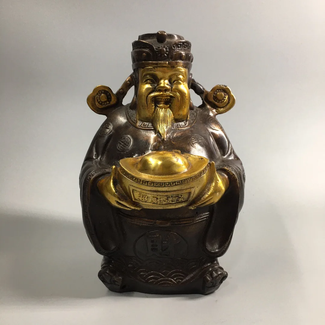 

Pure copper God of Wealth ornament, new desktop store, all copper small Gilded brass with gold plating home furnishing, ancient