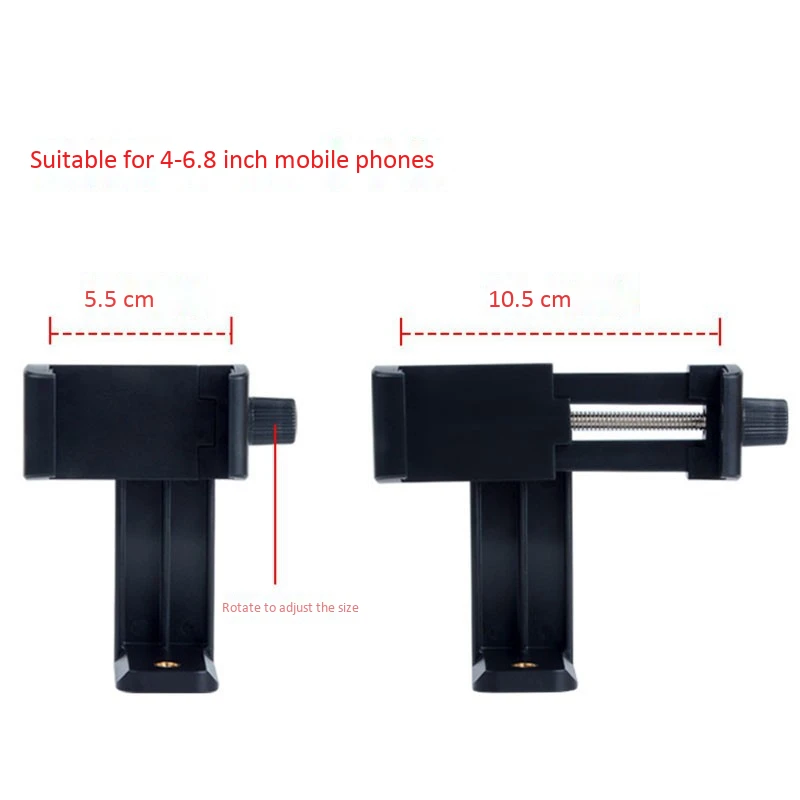 Phone Holder/Vertical And Horizontal Tripod Mount Adapter Rotatable Bracket With 1/4 Inch Screw Hole/Adjustable Clip