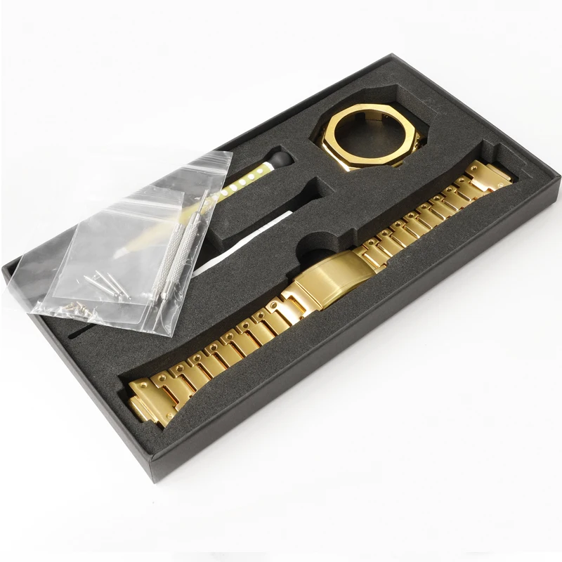 Gen. 1 Kit Mod GA2100, caja de reloj de acero inoxidable, correa de liberación rápida de Metal sólido apta para reemplazo de pieza de reloj GA-2110 GA-B2100