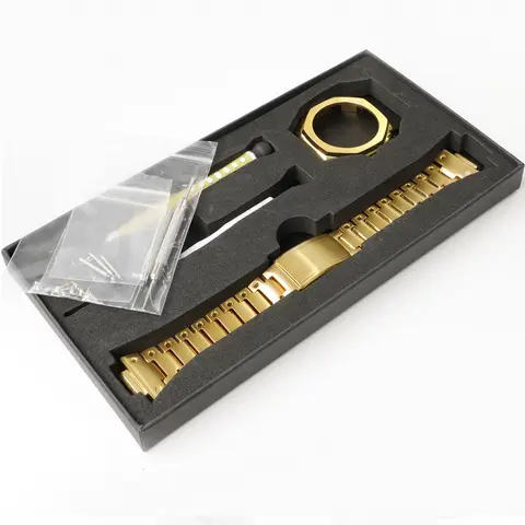 Gen. Kit 1 GA2100 Mod, boîtier de montre en acier inoxydable, bracelet à dégagement rapide en métal massif adapté au remplacement de pièce de montre GA-2110 GA-B2100